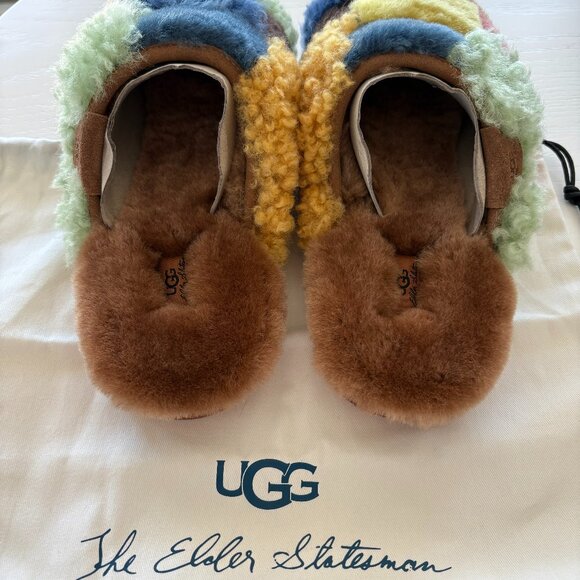 NWT UGG X The Elder Statesman Patchwork Slide Slipper Size 7/8 RARE! AUTHENTIC! - Picture 4 of 12